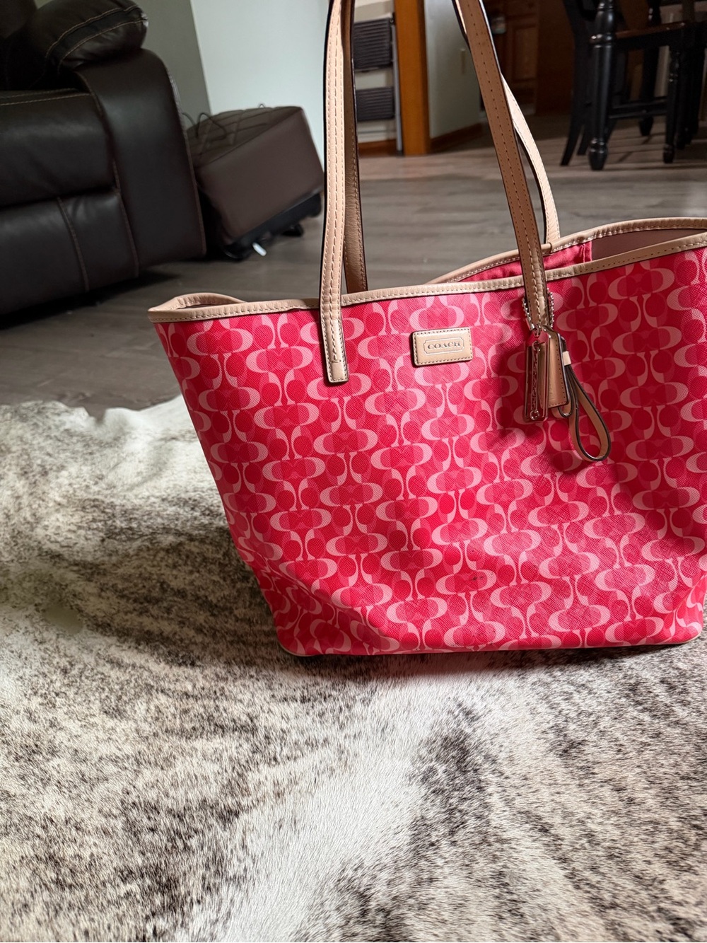 Coach Park Metro Dream C Large Tote – Pink/Tan – F25673